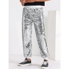 Lars Amadeus Men's Elastic Waist Sparkly Disco Costume Metallic Sequin Joggers - 2 of 4