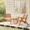 vidaXL 3-Piece Outdoor Bistro Set - Solid Acacia Wood Patio Furniture - Classic Slatted Design Chairs with Square Table - Brown Garden Lounge Set - 2 of 4