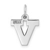 Black Bow Jewelry 14k White Gold, Amanda Collection, Small Block Style Initial V Pendant - 3 of 4