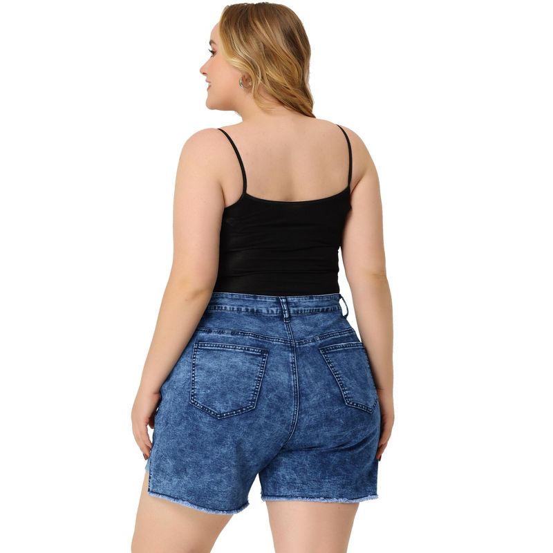 Agnes Orinda Women's Plus Size High Rise Fashion Denim Roll-Up Stretched Ripped Jean Shorts, 4 of 7
