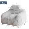 MAXYOYO Giant Bean Bag Chair with Pillow, Faux Fur Fabric Fluffy Large Bean Bag Chair, Grey - 3 of 4