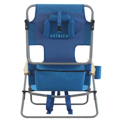 Blue Aluminum Folding Camping Chair with Armrests and Cup Holder