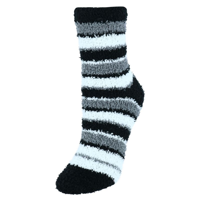 CTM Women's Striped Warm Fuzzy Socks (3 Pair Pack), 2 of 4