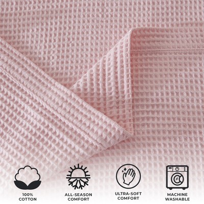 100% Cotton Waffle Weave All-Season Bed Blanket - Great Bay Home (Full / Queen, Blush Pink)