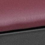 mahogany wood back/burgundy vinyl seat/black metal frame