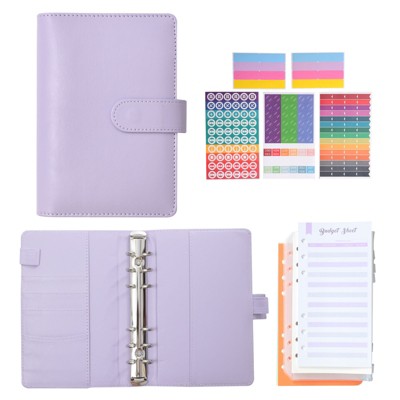 Unique Bargains PU Leather A6 Budget Binder with Zipper Envelopes 95 Pcs