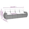 vidaXL 4-Piece Patio Sofa Set - Black PE Rattan, Cushioned, Weather-Resistant Modular Outdoor Furniture for Garden/Terrace/Deck - 3 of 4