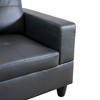 DOMETOUR Black Faux Leather 3-Piece Sofa Living Room Sofa Set - 4 of 4