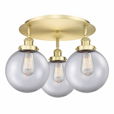 Canton - 3 Light Flush Mount In Art Deco Style-11.88 Inches Tall and 19.75 Inches Wide