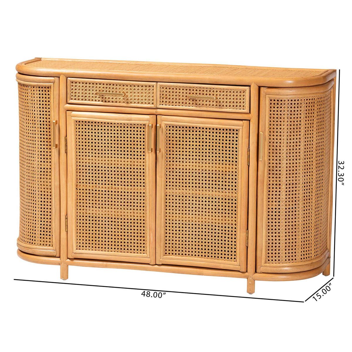 bali & pari Mckenna Natural Rattan Sideboard Light Honey/Gold - thumbnail 4