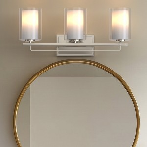YANSUN 22 in. Brushed Nickel 3-Light Vanity Light with Clear Cylinder Glass Shade for Bathroom, Powder Room or Dressing Room - 1 of 1