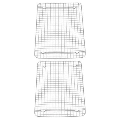 Unique Bargains 304 Stainless Steel Cooling Baking BBQ Grill Net 2 Pcs