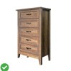 5 Drawers Dresser for Bedroom Wood Rustic Tall Chset of Drawers Farmhouse Dresser Chests w/Storage Organizer - 2 of 4