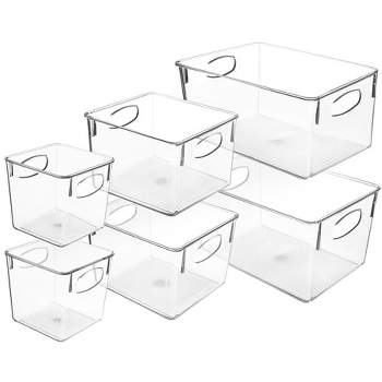 Sorbus 6 Piece Variety Pack Clear Acrylic Storage Bins - for Kitchen, Cabinet Organizer, Pantry & Refrigerator