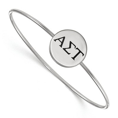 Black Bow Jewelry Sterling Silver Alpha Sigma Tau Greek Life Bangle Bracelet 8 Inch