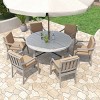 Outdoor Garden Dining Set with Cushions and Umbrella Hole,Outdoor Dining Table and Chairs Set,Gray Wood Patio Dining Table Set-Coolbibila - 2 of 4