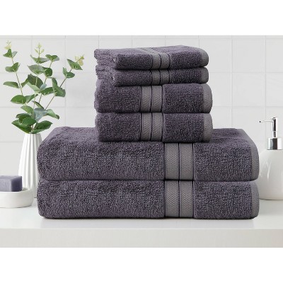 6pk Cotton Rayon from Bamboo Bath Towel Set Gray - Cannon