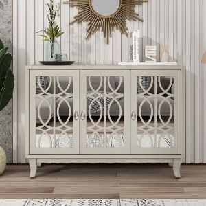Whisen Retro Sideboard with 3-Doors Mirrored and Silver Handle - 1 of 4