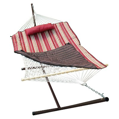 Patio 12' Hammock & Stand Set - Natural/Red/Brown