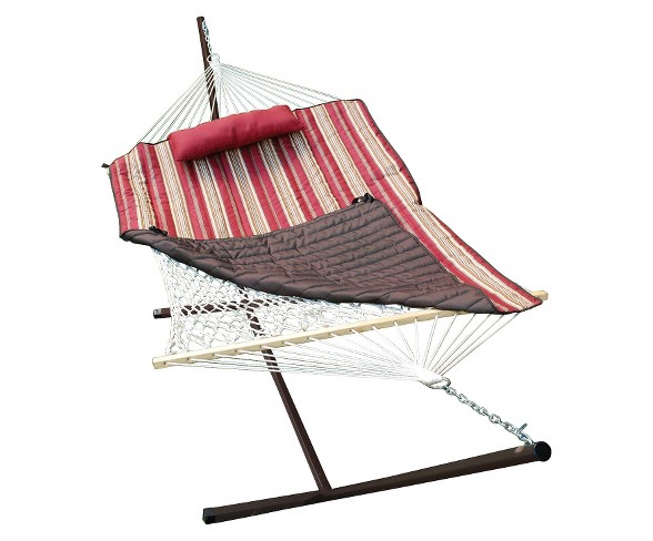 Patio 12' Hammock & Stand Set - Natural/Red/Brown