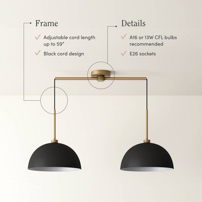 Percy Black and Gold Modern Drum Pendant Light