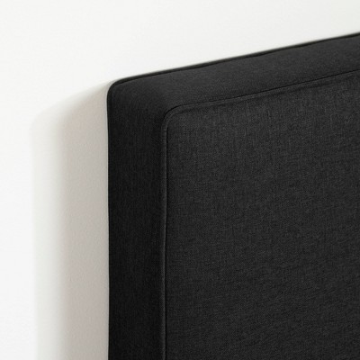 Matte Charcoal Upholstered Queen Bed with Headboard and Slats
