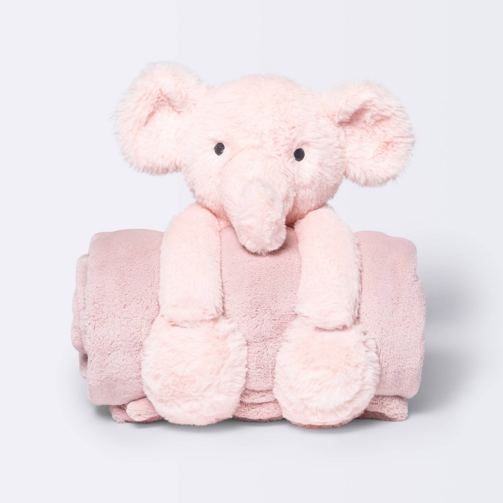 Photos - Soft Toy Plush Blanket with  - Cloud Island™ Pink Elephant