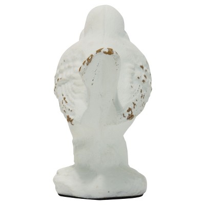 Antique White Cast Iron Bird Figurine, 6.2"