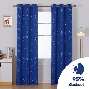 Deconovo Gold Line 52 Width Curtain Panel Pair (2 Panel) - 1 of 4