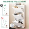 Munora - 3 Flip-Drawer Wall-Mounted Shoe Cabinet - Slim Narrow Shoe Storage for Entryway/Hallway - White - 3 of 4