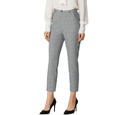 INSPIRE CHIC Women's High Waist Elastic Back Two Slant Pockets Office Work Ankle Pants