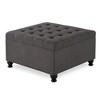CAVINAS Large Square Storage Ottoman Bench with Wooden Legs, Upholstered Multi-Functional Coffee Table, Footrest & Extra Seating with Nailhead Trim - 3 of 4