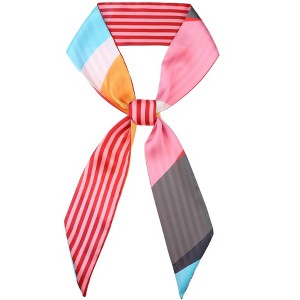INSPIRE CHIC Women's Striped Printed Skinny Long Satin Silky Neck Scarves 1Pc - 1 of 4