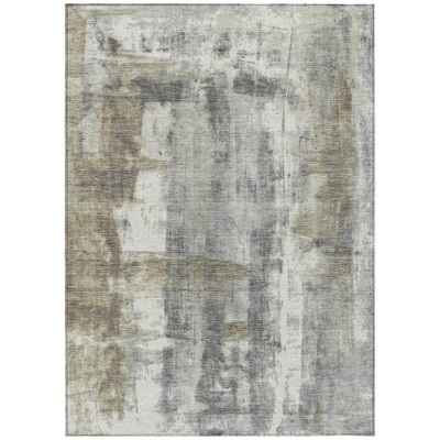 Beige And Ivory Abstract Washable Indoor Outdoor Area Rug