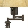 Regency Hill Traditional Swing Arm Desk Table Lamps 22.5" High Set of 2 Bronze Faux Leather Shade for Living Room Bedroom Nightstand Office - 3 of 4