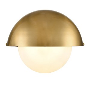 CLAXY Modern Gold Wall Sconce with Creamy Glass Shade - 1 of 4