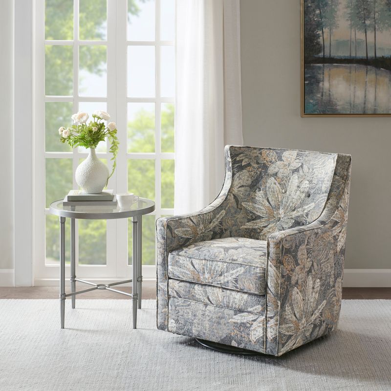 Aaron Curve Back Swivel Glider Chair Blue, 2 of 8