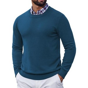 COOFANDY Mens Crewneck Sweater Pullover Knit Sweater Lightweight Sweaters with Ribbing Edge - 1 of 4