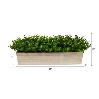 19-inch Green Eucalyptus Artificial Plant in Wooden Planter