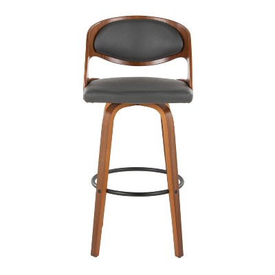 Pino Dark Gray Wood and Metal Swivel Barstool Set