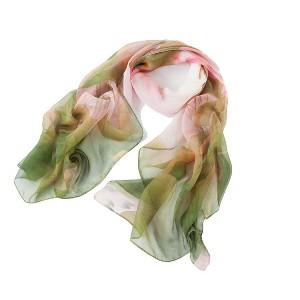 Signare USA Chiffon Lotus Olive Floral Chiffon Scarf - 1 of 4