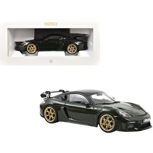 2023 Porsche Cayman GT4 RS Weissach Pack Brewster Green with Carbon Hood 1/18 Diecast Model Car by Norev - 1 of 4