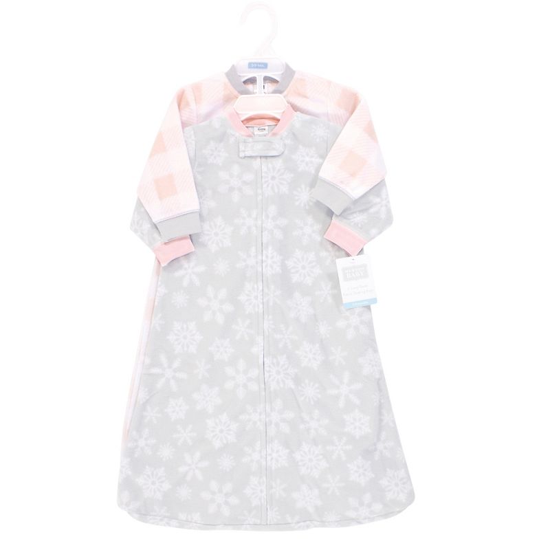 Hudson Baby Infant Girl Long-Sleeve Fleece Sleeping Bag, Gray Pink Snowflake, 0-9 Months, 2 of 5