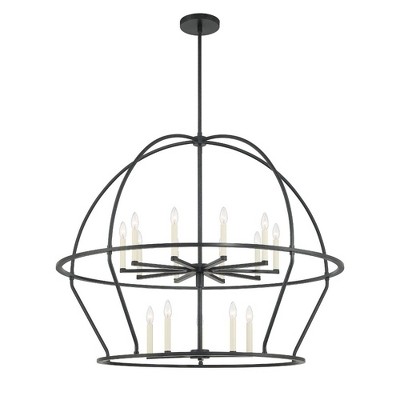 Abbott Black Steel 15-Light Farmhouse Chandelier
