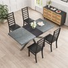 Kumasinova Set of 2 Leather Upholstered Dining Chairs, High Back Kitchen Chairs, Metal Armless Chairs with Waterproof Cushions, Dining Room Chairs - 2 of 4