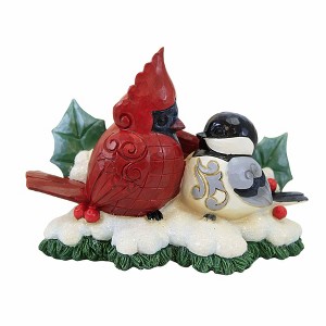 Jim Shore 4.75 In Holiday Gathering Highland Glen Cardinal Chickadee Bird Figurines - 1 of 3