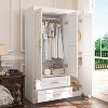 APRILSOUL Shaker Style Classic Three-Door Wardrobe, Wood Bedroom Armoire with Hanging Rod and Shelves - 2 of 4