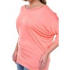 Women's Plus Size Bat Sleeve Tunic Top - White Mark - 2 of 3