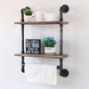 Bathroom Pipe Shelves with Towel Bar Over Toilet 24 Inch Pine Wood Floating Shelves Wall Mounted for Bedroom Kitchen - 4 of 4
