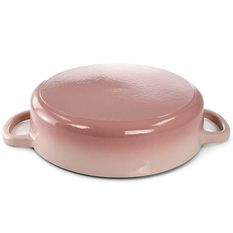 Crock Pot Artisan 5 Quart Round Enameled Cast Iron Braiser Pan with Self Basting Lid in Blush Pink, 3 of 7